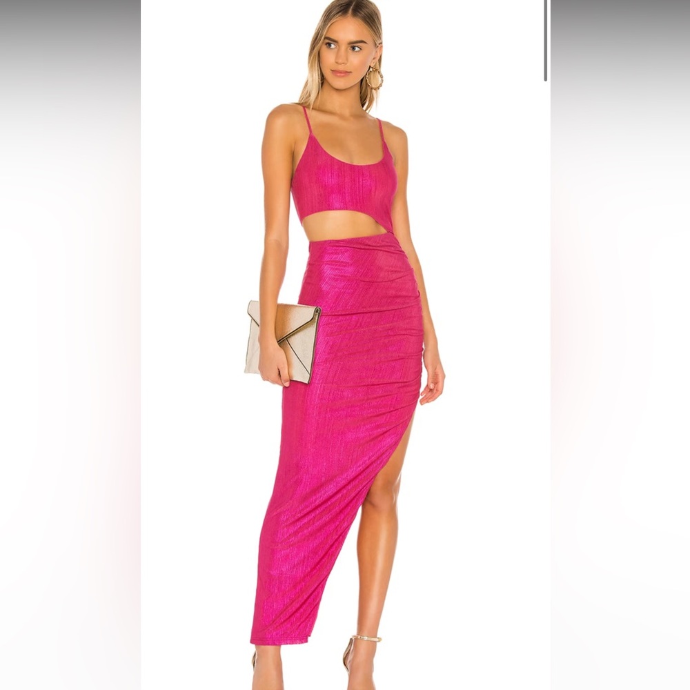 Cut out pink metallic dress